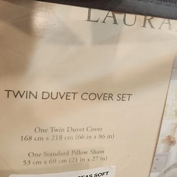 Laura Ashley Twin Pink and Green Floral Duvet Cover Set Nwt Cottagecore Feminine - Picture 3 of 3